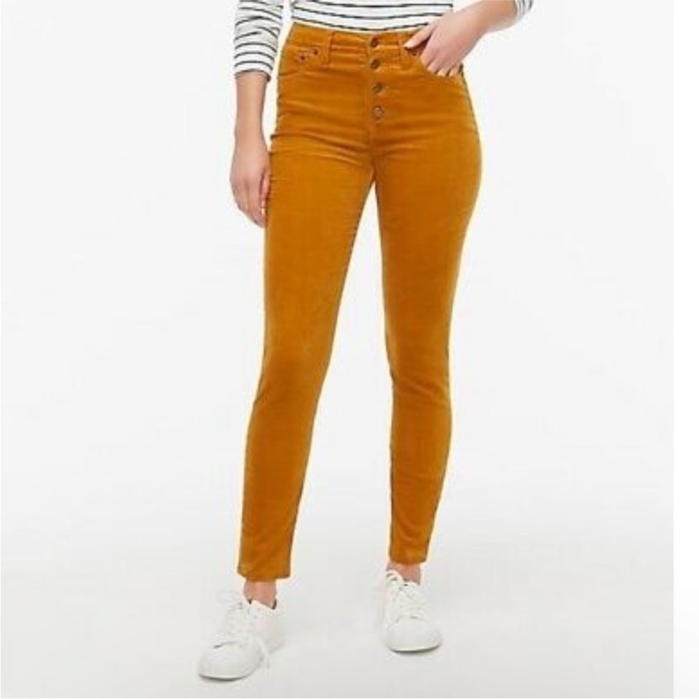 J. Crew Mustard Saffron 9" High Rise Skinny Button Fly Corduroy Pants  Size 26
